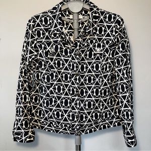 Christopher & Banks | Geometric Navy and White Blazer | Size M